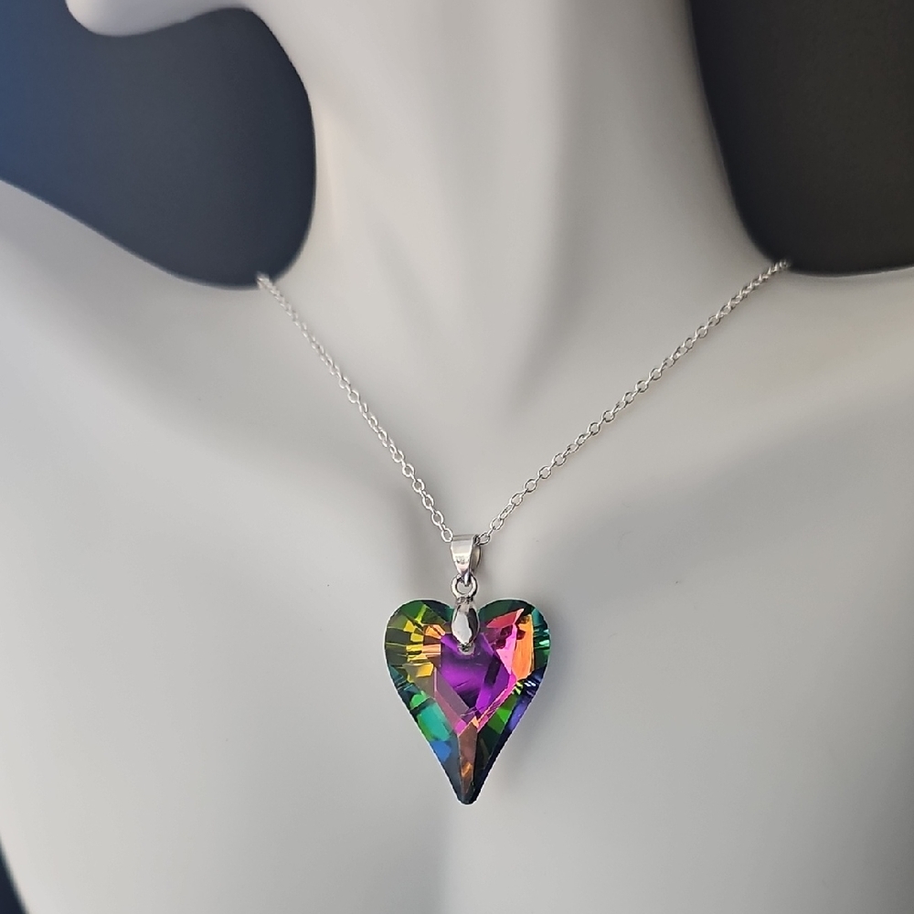 Hand Crafted Iridescent Heart Necklace